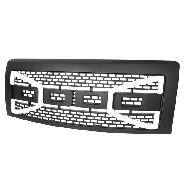 2009-2014 Ford F-150 Black Raptor Style Mesh Grille with LED Light Bar