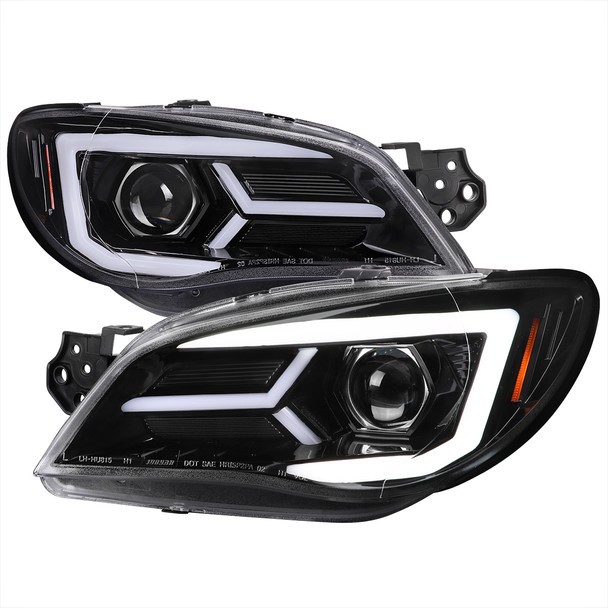 2006-2007 Subaru Impreza WRX STI LED Bar Sequential Turn Signal Projector Headlights (Glossy Black Housing/Clear Lens)