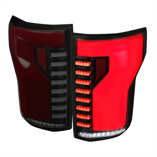 2015-2017 Ford F-150 Sequential Turn Signal Animated Red LED Bar Tail Lights (Black Housing/Smoked Lens) 2015-2017 Ford F-150 Sequential Turn Signal Animated Red LED Bar Tail Lights (Black Housing/Smoked Lens)