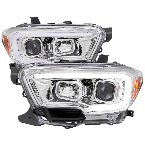 2016-2023 Toyota Tacoma Switchback Sequential LED C-Bar Projector Headlights (Chrome Housing/Clear Lens)