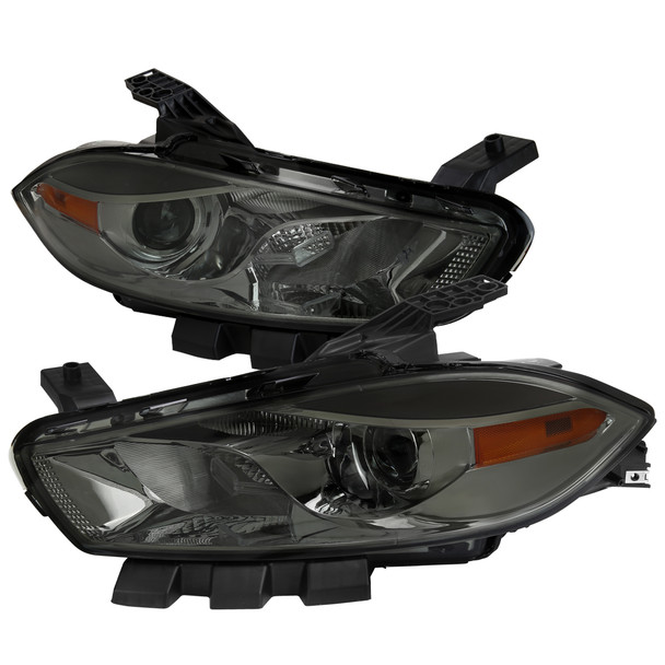 2013-2016 Dodge Dart Factory Style Headlights with Projector High/Low Beam (Chrome Housing/Smoke Lens)
