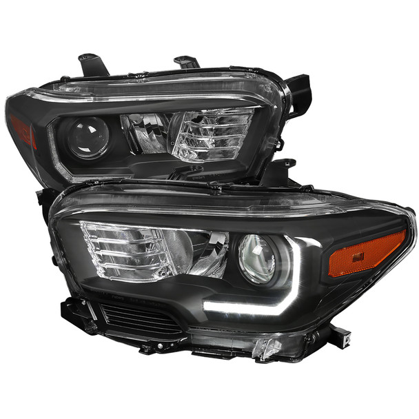 2016-2023 Toyota Tacoma LED Bar Projector Headlight (Matte Black Housing/Clear Lens)