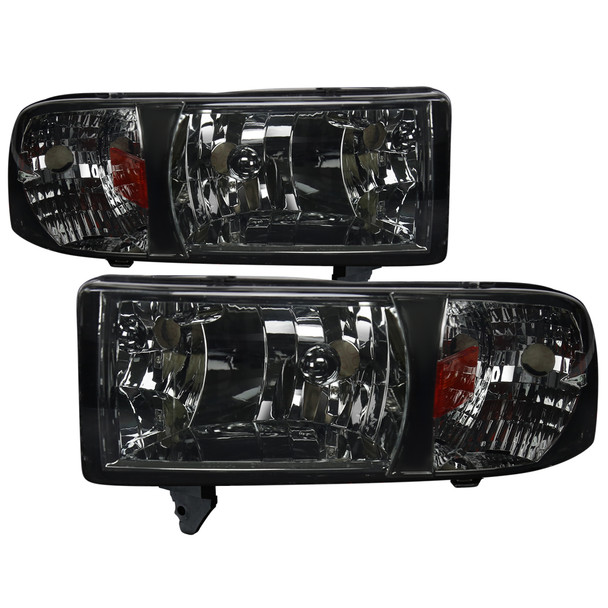 1994-2001 Dodge RAM 1500/ 1994-2002 RAM 2500 3500 Factory Style Headlights (Chrome Housing/Smoked Lens)