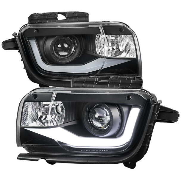 2010-2013 Chevrolet Camaro LED Bar Projector Headlights (Matte Black Housing/Clear Lens)