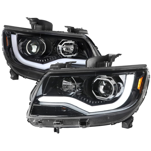2015-2022 Chevrolet Colorado LED Bar Projector Headlights (Glossy Black Housing/Clear Lens)