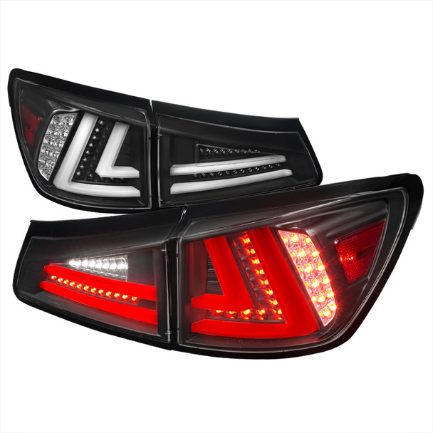 2006-2008 Lexus IS250/IS350 LED Tail and Trunk Lights (Matte Black Housing/Clear Lens)