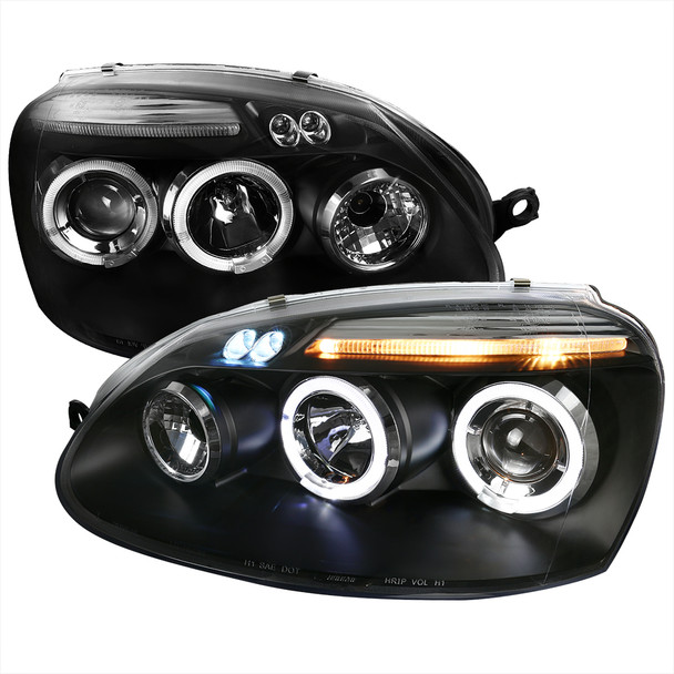2006-2008 Volkswagen Golf Rabbit/ 2006-2010 Jetta Dual Halo Projector Headlights (Matte Black Housing/Smoked Lens)