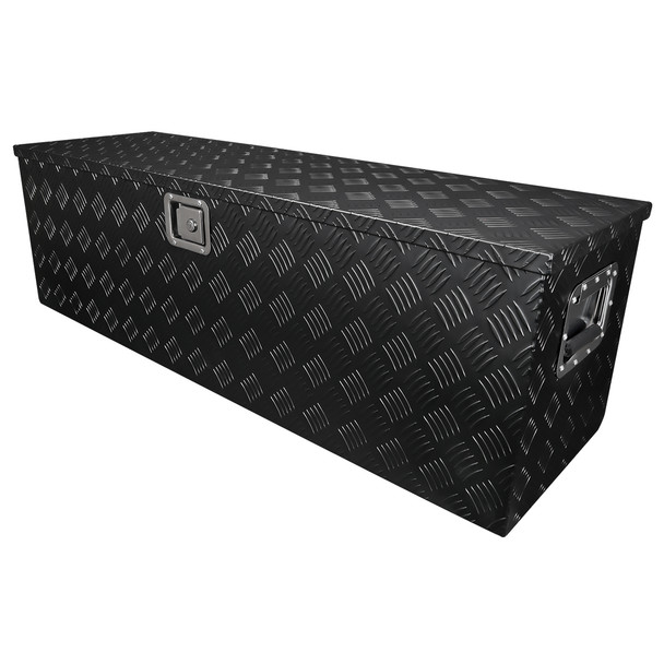 Universal 44" Heavy Duty Black Aluminum Tool Box w/ Side Handles, Lock, & Keys