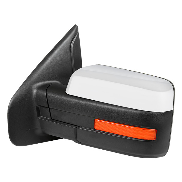 2007-2014 Ford F-150 Chrome Power Adjustable & Heated Side Mirror w/ LED Amber Turn Signal & Puddle Light - Driver Side Only