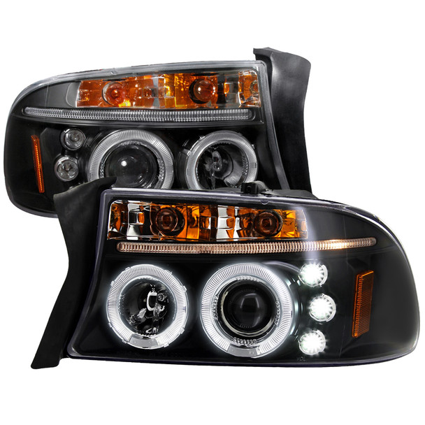 1997-2004 Dodge Dakota/ 1998-2003 Durango Dual Halo Projector Headlights (Matte Black Housing/Clear Lens)