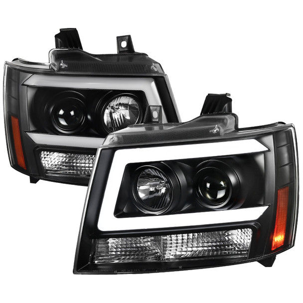 2007-2013 Chevrolet Avalanche/ 2007-2014 Tahoe Suburban LED C-Bar Projector Headlights -RS (Matte Black Housing/Clear Lens)