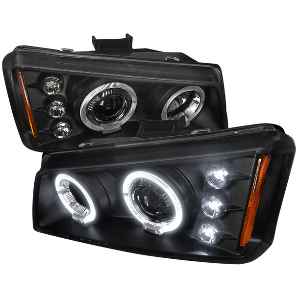 2002-2006 Chevrolet Avalanche/ 2003-2007 Silverado Dual Halo Projector Headlights (Matte Black Housing/Clear Lens)