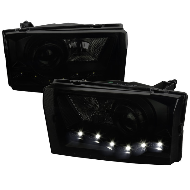 1999-2004 Ford F-250/F-350/F-450/F-550/Excursion Projector Headlights w/ SMD LED Light Strip (Black Housing/Smoked Lens)