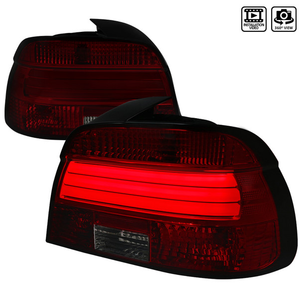 2001-2003 BMW E39 5 Series Sedan LED Tail Lights (Chrome Housing/Red Smoke Lens)