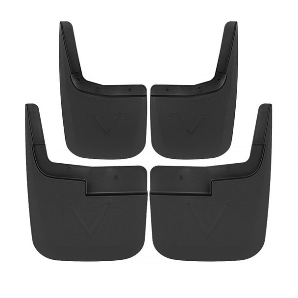 2015-2018 Ford F-150 Black ABS Front & Rear Mud Flap Splash Guards (Models without OEM Wheel Lip Moldings)