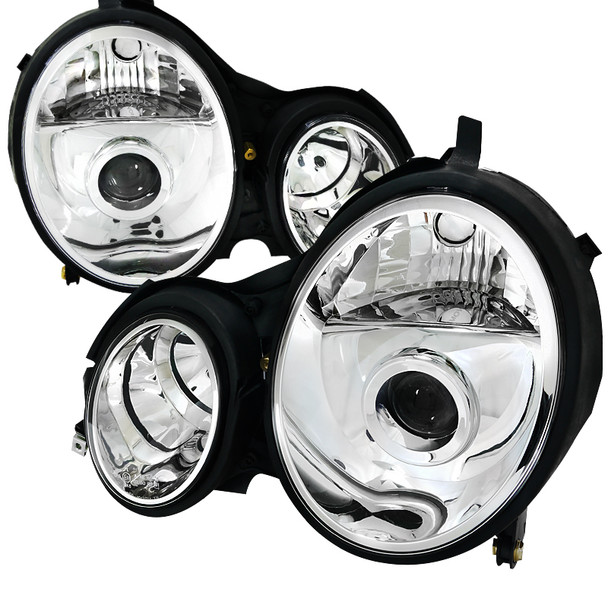2000-2002 Mercedes Benz W210 E Class Projector Headlights (Chrome Housing/Clear Lens)