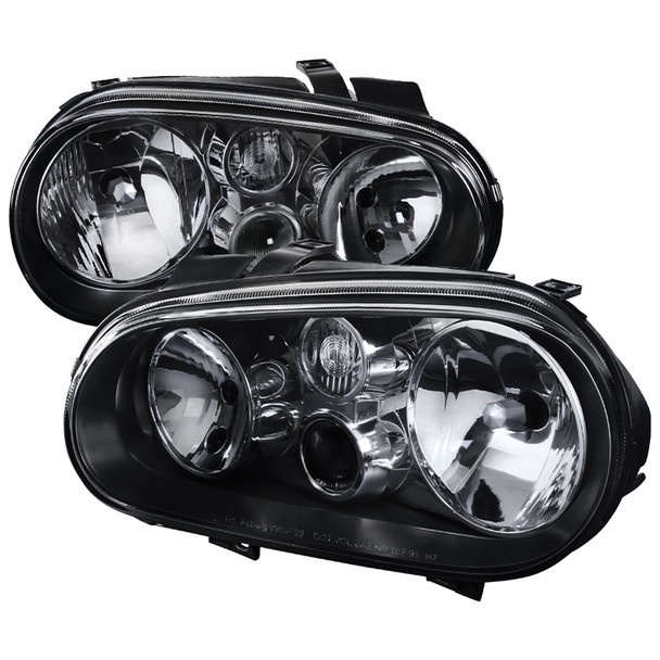 1999-2006 Volkswagen Golf Mk4 GTI/R32 Cabrio Factory Style Headlights (Matte Black Housing/Clear Lens)