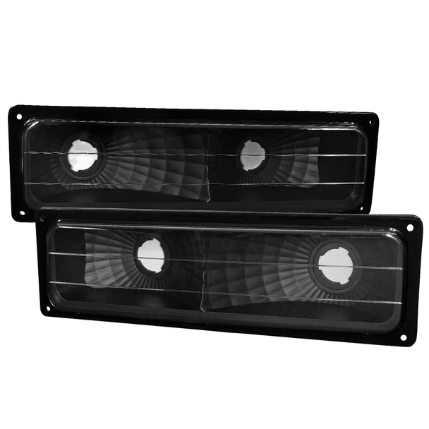1988-1999 Chevrolet C/K C10/Suburban/Silverado/Tahoe GMC Sierra/Yukon Bumper Lights (Matte Black Housing/Clear Lens)