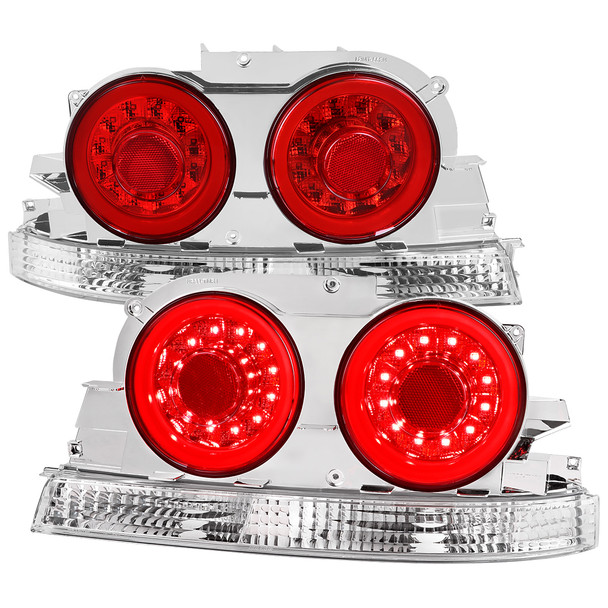 1995-1998 Nissan Skyline GT R33 JDM Red LED Tail Lights (Chrome Housing/Red Lens)