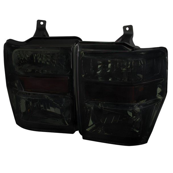 2008-2010 Ford F-250/F-350/F-450 Super Duty Factory Style Headlights w/ Amber Reflectors (Chrome Housing/Smoked Lens)