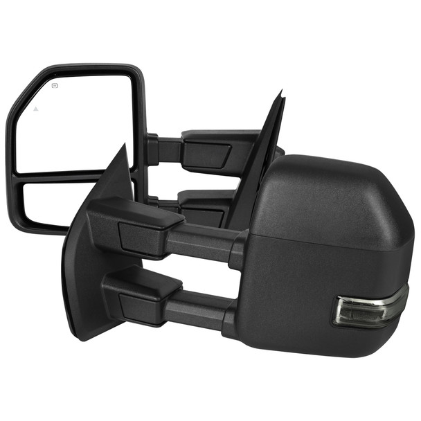 2021-2025 Ford F150 F250 Power Adjustable, Heated, & Manual Extendable Towing Mirrors w/ Smoked Lens LED Turn Signal & Puddle Lights