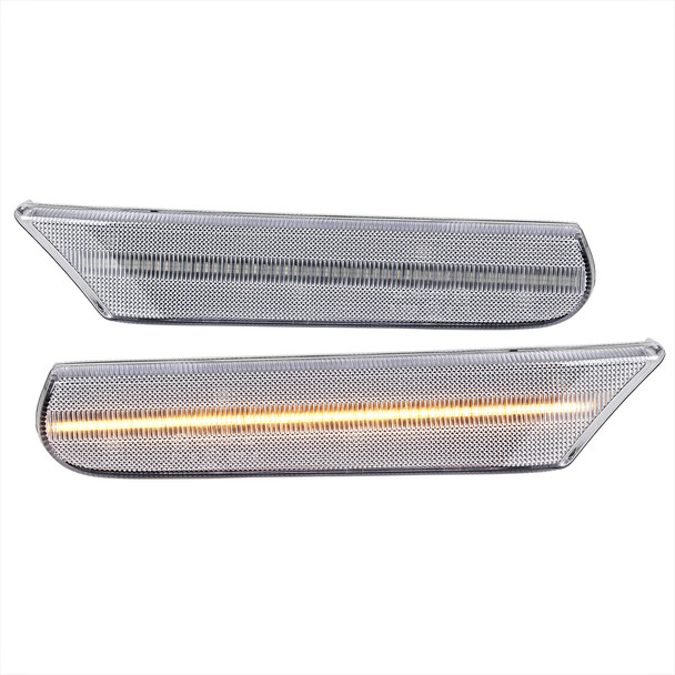 1997-2004 Porsche 911 996 Boxster 986 Sequential LED Front Bumper Side Marker Turn Signal Lights (Chrome Housing / Clear Lens)