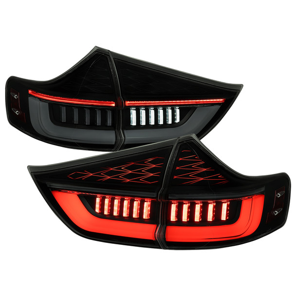 2015-2020 Toyota Sienna Full LED Tail Lights w/ Sequential Turn Signal and Startup Animation (Black Housing / Smoked Lens)