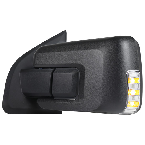 2021-2025 Ford F-150 Black Power Adjustable, Manual Fold, BSD & Heated Side Mirror w/ LED DRL Turn Signal Light - Driver Side Only