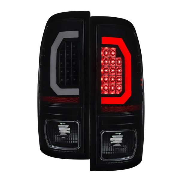1999-2007 Ford F-250 / F-350 / F-450 / F-550 Super Duty LED C-Bar Tail Lights (Black Housing / Smoked Lens)