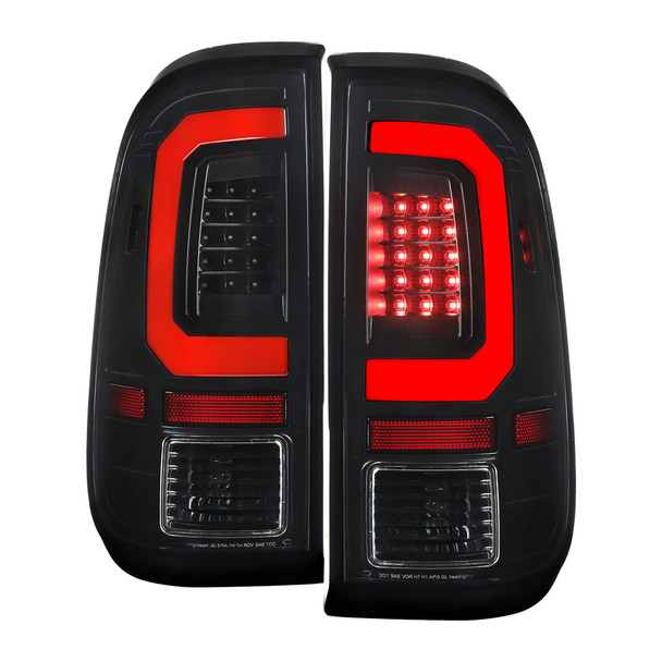 2008-2016 Ford F-250 / F-350 / F-450 / F-550 Super Duty Red LED C-Bar Tail Lights (Black Housing / Clear Lens)