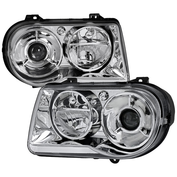 2005-2010 Chrysler 300 Factory Style Projector Headlights (Chrome Housing / C lear Lens)