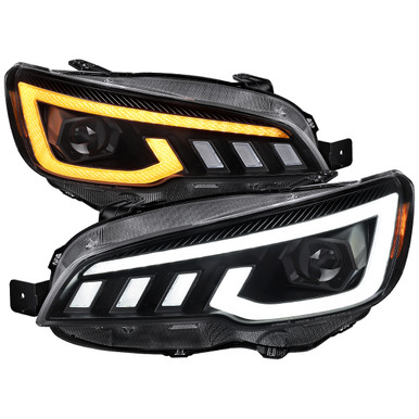2015-2021 Subaru Impreza WRX STI LED Bar Sequential Turn Signal (Glossy Black Housing/Clear Lens