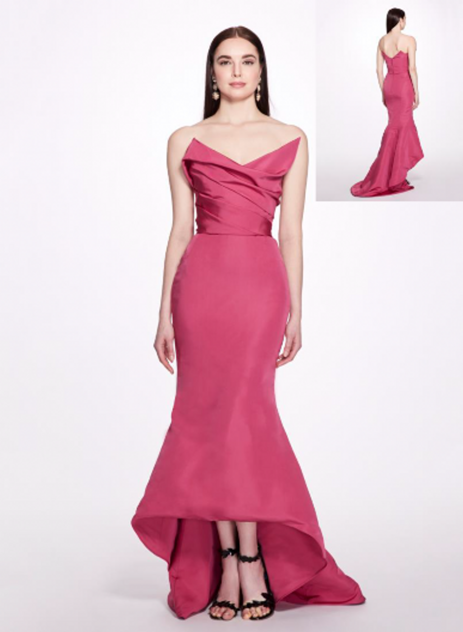 Marchesa Strapless Silk Faille Gown - Vivaldi Boutique