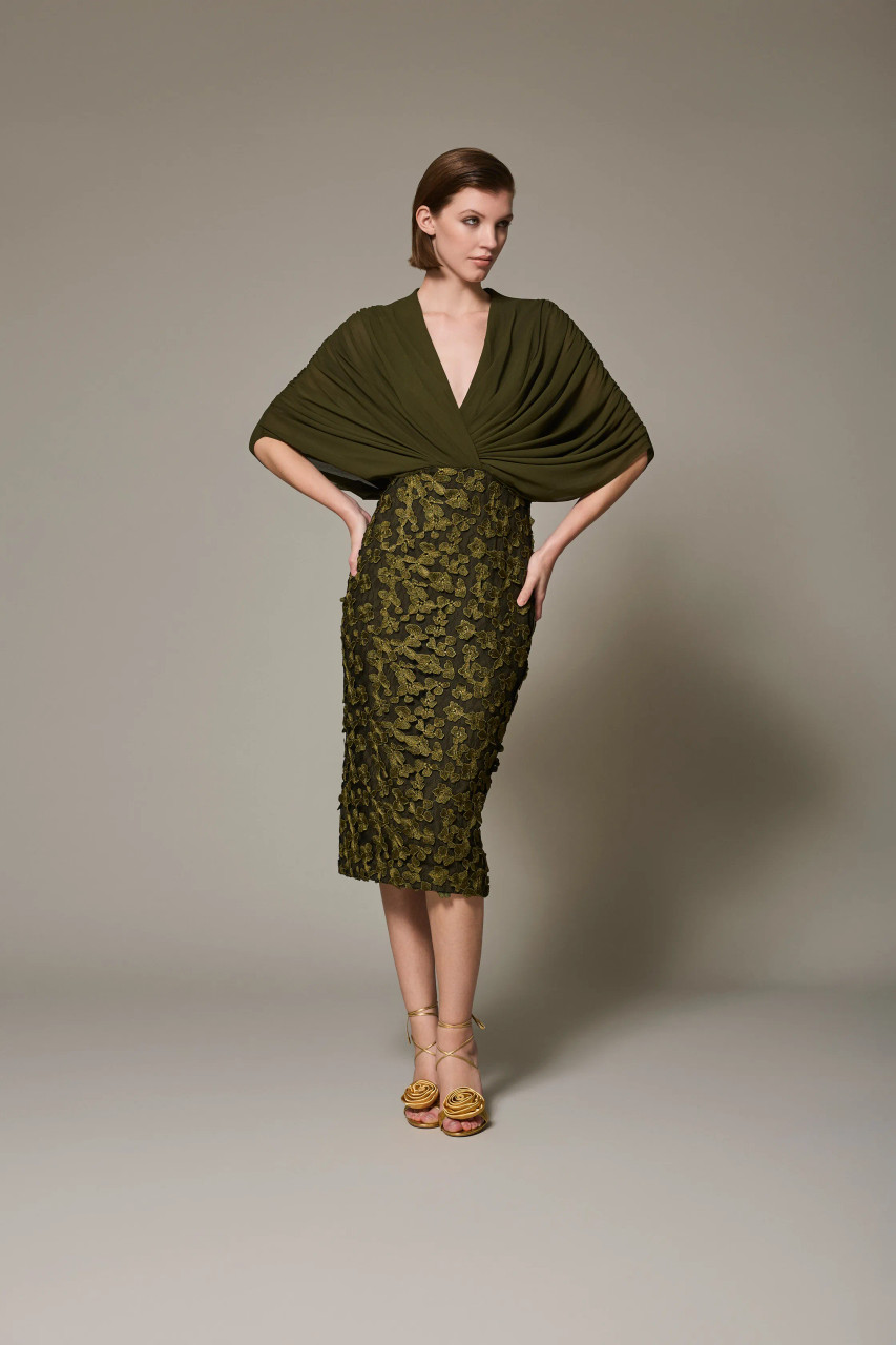 badgley mischka brown dress Brown Gathered Bust Gown