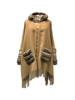 Violanti Wool Cape with Padded Nylon Details - Vivaldi Boutique