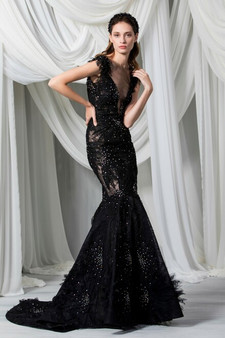 Tony Ward Cap Sleeve Fitted Mermaid Gown