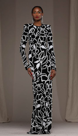 Naeem Khan Floral Embroidered Evening Gown