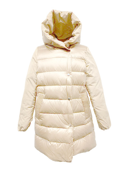 ★DUVETICA★ Cortina Mid Ivory Women's Down Jacket V-24F-VDD Violanti Reversible Hooded Nylon Down Jacket - Vivaldi Boutique