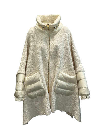 Violanti Wool Cape with Padded Nylon Details - Vivaldi Boutique