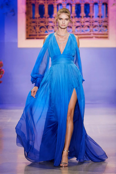 Pamella Roland Ombré Chiffon Sleeve Gown - Vivaldi Boutique