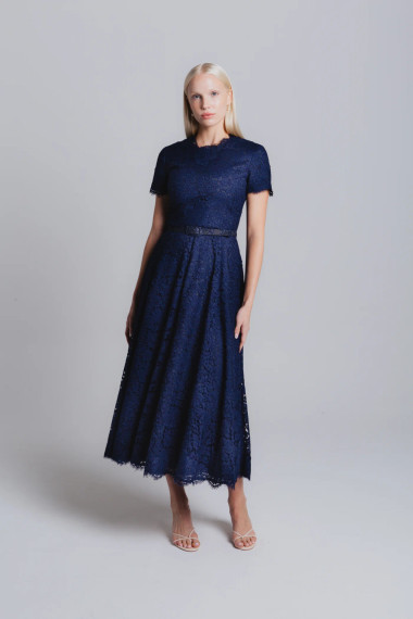 Catherine Regehr Short Sleeve Jackie Dress With Tea Length Skirt