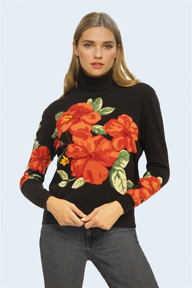 Rosie flower knit tops レッド　andmary ANDMARY】Rosie flower knit tops