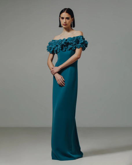 Catherine Regehr Off Shoulder Jagged Tulip Gown