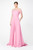 Pamella Roland Rosé Stretch Crepe Gown w/ Pearl and Floral Sequin Embroidered Bodice