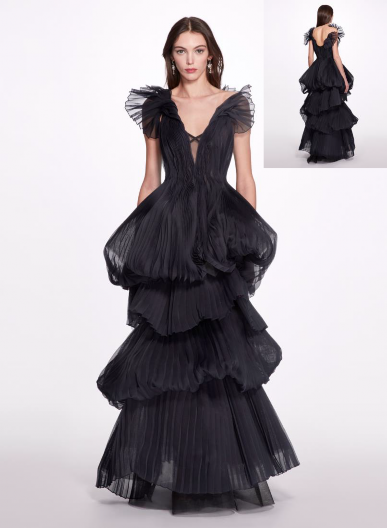 Marchesa Draped Strapless Ball Gown