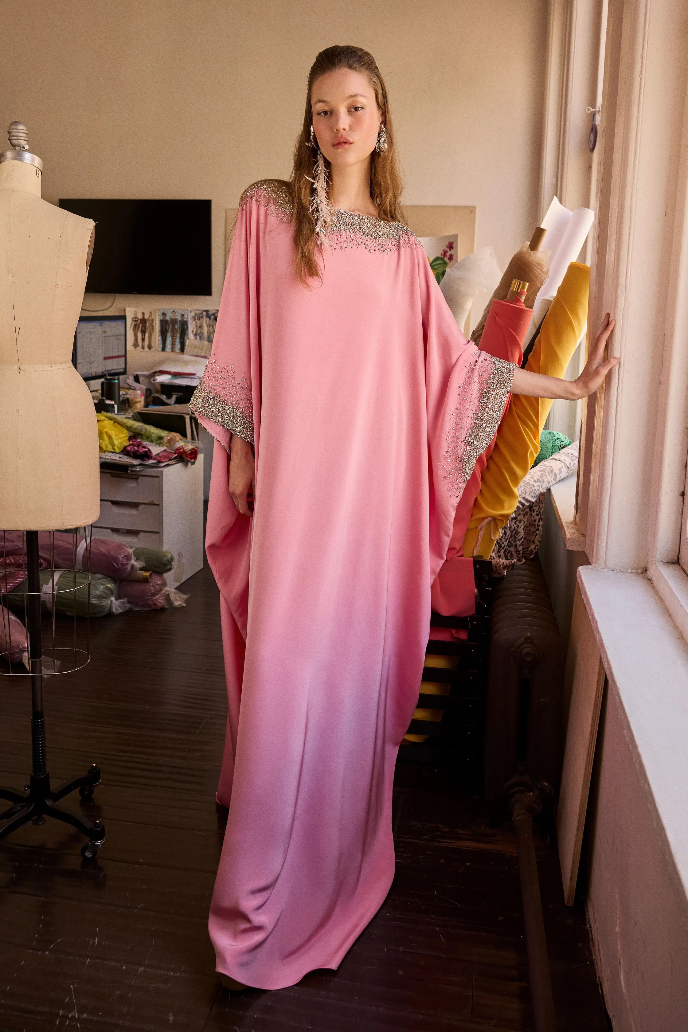 naeem khan pink dress SILK HALTER GOWN