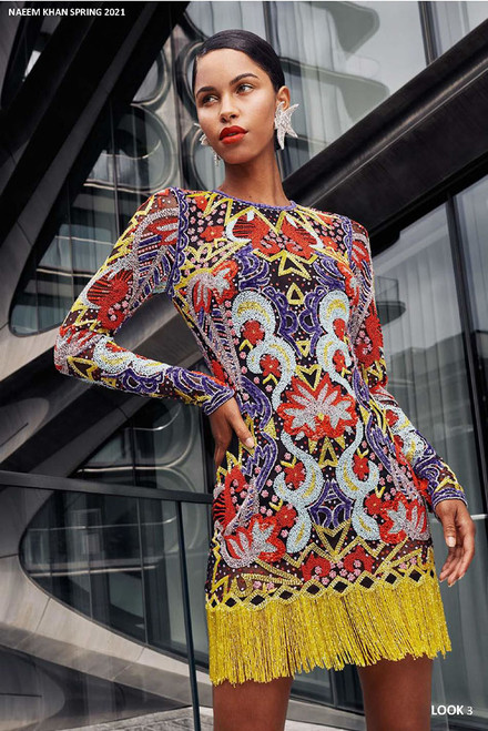 Naeem Khan Lilac Multi Embroidered Dress - Vivaldi Boutique Naeem Khan Lilac Multi Embroidered Dress - Vivaldi Boutique