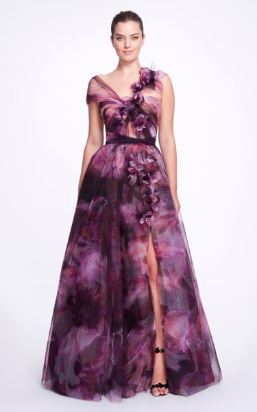 Marchesa Floral-Embroidered Tulle Gown - Vivaldi Boutique