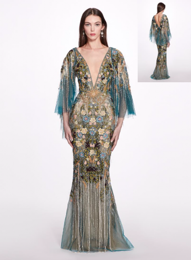 formal / gown marchesa dresses Fully Embroidered Tulle tie-shoulder