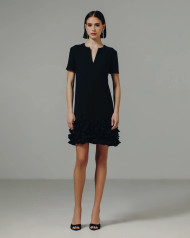 Catherine Regehr Split Jewel Neck Arak Shift with Spiral Hem